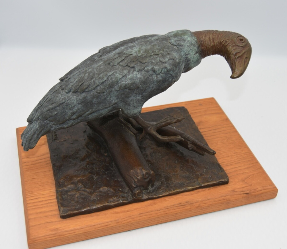 Vintage Collectible Solid Verdigris Bronze Figure Statue Bird Vulture Home Decor